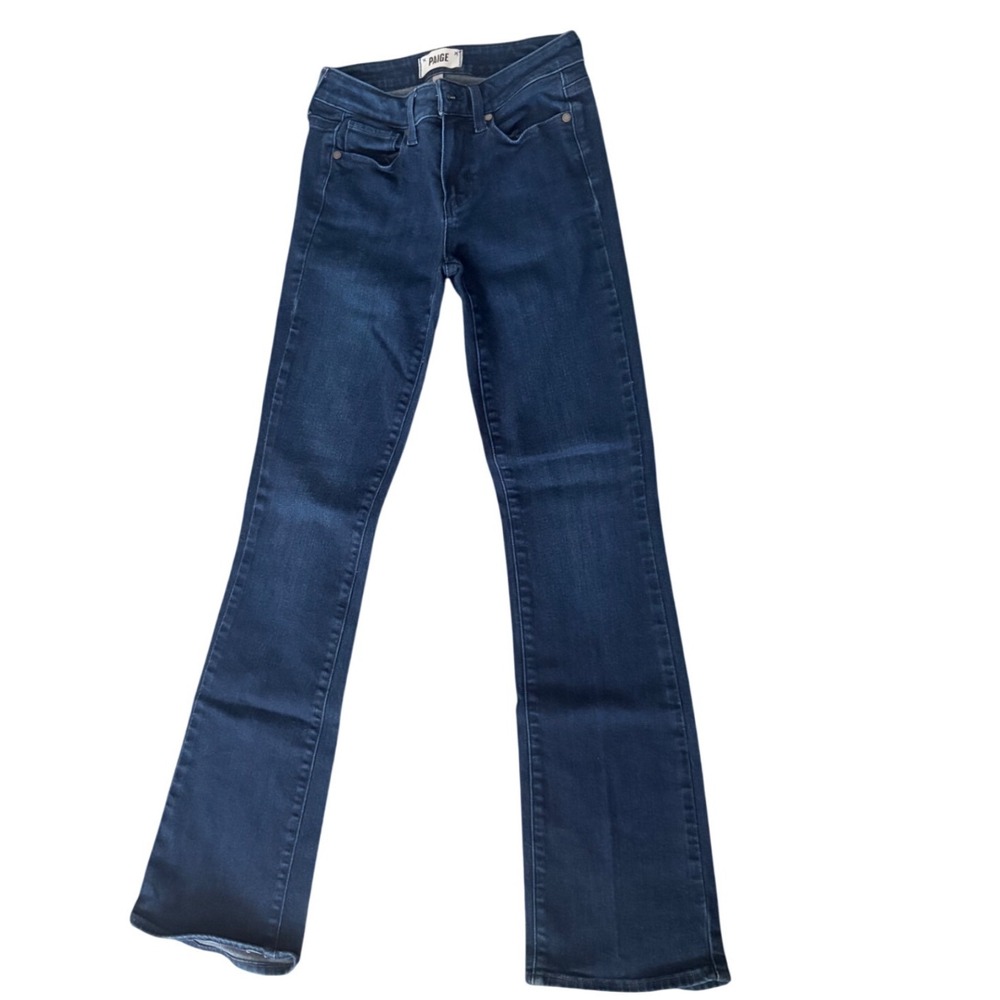 PAIGE Women Dark Indigo Bootcut Jeans Size 25 Blue Stretch Denim Classic Fit